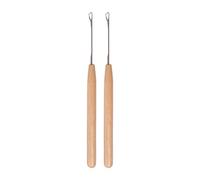 MagiDeal Lot de 2 Crochets à loquet courbés en Bois, Fournitures d'artisanat avec Manche en Bois, Outils de Tricot Polyvalents, Aiguille à Crochet pour la