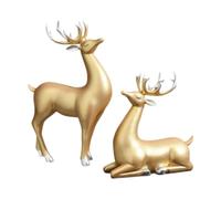 MagiDeal Lot de 2 Figurines de Rennes et d'élans en résine pour décoration de Noël, idéales pour la Maison, Le Bureau ou l'intérieur, Or