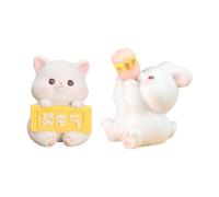 MagiDeal Lot de 2 figurines miniatures décoratives miniatures représentant des animaux, idéales pour décorer un tableau de bord de voiture, un meuble ou une, Lapin