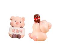 MagiDeal Lot de 2 figurines miniatures décoratives miniatures représentant des animaux, idéales pour décorer un tableau de bord de voiture, un meuble ou une, Porcin