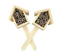 MagiDeal Lot de 2 nichoirs à Abeilles en Bois, décoration pour Attirer Les pollinisateurs, nid décoratif, Habitat pour Papillons, hôtel à Papillons pour