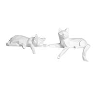 MagiDeal Lot de 2 statues de chats décoratives à poser, collection cadeau moderne et créative, sculpture artisanale en résine, statue d'animal pour meuble, Blanc
