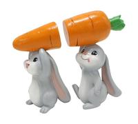 MagiDeal Lot de 2 statues de lapins miniatures décoratives pour Pâques, idéales pour décorer un pot de fleurs, une étagère ou un espace de rangement