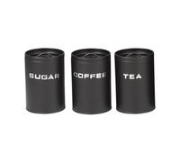 MagiDeal Lot de 3 boîtes de rangement pour café, thé, sucre, décoration de cuisine, avec couvercles hermétiques, robustes, Noir