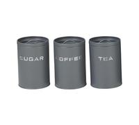 MagiDeal Lot de 3 boîtes de rangement pour café, thé, sucre, décoration de cuisine, avec couvercles hermétiques, robustes, Gris