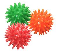 MagiDeal Lot de 3 Boule de Massage Spikey Balle à Picots Masseur Pieds, Dos, Epaules, Bras Soulagement du Stress Réflexologie Acupression (6cm, Vert Rouge Orange)
