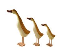 MagiDeal Lot de 3 statues de canard en bois, figurines décoratives amusantes et modernes, cadeau de pendaison de crémaillère, sculptures animales, ornements