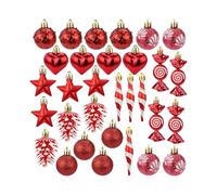 MagiDeal Lot de 31 Boules de Noël à Suspendre, décorations de Noël, cœurs, étoiles, pour Sapin de Noël, Couronne, fête, Vacances, Maison, Rouge