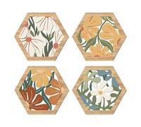 MagiDeal Lot de 4 sculptures murales en bois bohème, décoration murale à suspendre pour bureau ou chambre à coucher