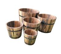 MagiDeal Lot de 5 Pots de Fleurs en Bois, Pots de Fleurs rustiques décoratifs (différentes Tailles), conteneurs Polyvalents avec poignées