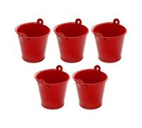 MagiDeal Lot de 5 seaux en métal galvanisé, seaux à Glace, Artisanat avec poignée, Centre de Table, Bonbons, Cadeaux de fête, Peinture, Organisation, Rouge
