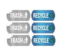 MagiDeal Lot de 6 autocollants pour poubelles et recyclage, à coller soi-même, pour différencier les poubelles, trier les déchets, pour bar, maison, extérieur, Bleu et Gris