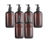 MagiDeal Lot de 6 distributeurs de savon pour les mains, flacons de shampoing et gel douche, flacons décoratifs multifonctionnels pour la buanderie, Brun Noir 500 Ml