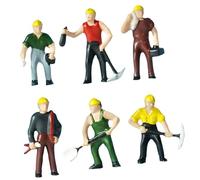MagiDeal Lot de 6 figurines miniatures à l'échelle 1:87 pour diorama, représentant un ouvrier. Accessoires de photographie réalistes pour la présentation