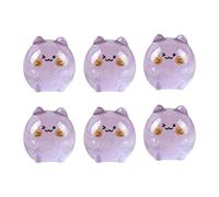 MagiDeal Lot de 6 figurines miniatures de chats, statues compactes, décorations de style dessin animé, sculptures de chats pour bureau, maison ou salon, Violet
