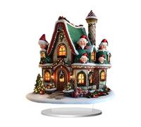 MagiDeal Maison de Noël avec Scène de Neige, Village Religieux en Acrylique 2D, Figurines Décoratives de Noël, Décoration de Table pour Village de Noël, Village d'hiver pour Salon et Maison, E