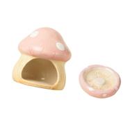 MagiDeal Maison en céramique pour Hamster, pour Petits Animaux, Grotte Robuste en Forme de Champignon avec gamelle pour Cochon d'Inde et Petits, Rose