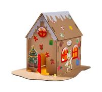 MagiDeal Maisons de noël en Carton Kraft, matériel pédagogique, Cadeaux de fête, Jeu de fête de noël pour Filles d'âge préscolaire, Styler Un