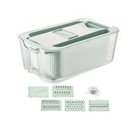 MagiDeal Mandoline, trancheuse à Julienne pour légumes, Coupe-Fruits en Acier Inoxydable, Gadget de Cuisine Multi-usages avec récipient, Bleu à 6 Lames