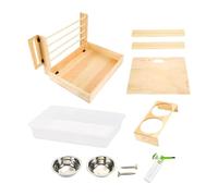 MagiDeal Mangeoire à Foin pour Lapin avec bac à litière et 2 Bols, bac à litière pour Bouteille d'eau, Toilettes pour mangeoire pour Lapin, mangeoire à Foin