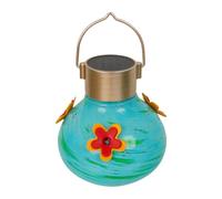 MagiDeal Mangeoire à Oiseaux en Verre avec lumière Solaire, Structure Stable et Moderne, Lampe étanche, décoration de Jardin pour l'extérieur, Bleu