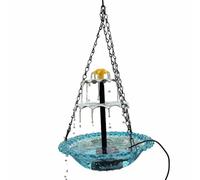 MagiDeal Mangeoire à Oiseaux Suspendue Originale avec Bain d'Oiseaux Verre Coloré d'Eau Douce Intégrée Adaptée Extérieurs de Maison, Bleu, Monocouche Solaire