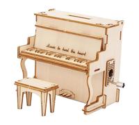 MagiDeal Maquette de Piano en Bois 3D, Puzzle pour Adultes, Instrument de Musique à manivelle, Cadeau d'anniversaire ou de Noël, Tirelire, boîte à Musique, Style B