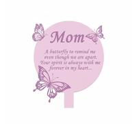 MagiDeal Marque-tombe Fer Plaque Mémoire, Plaque Commémorative Ronde Rose Avec Papillons Et Inscription "Mom"