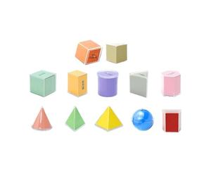 MagiDeal Modèles de Formes géométriques 3D, Solides géométriques, Jouet mathématique Transparent, Blocs de Formes pour l'apprentissage à la Maison, pour, 15 Pièces