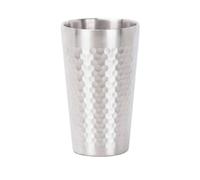 MagiDeal Mug Double Paroi Gobelet Acier Inoxydable Tasse Métal Texture Martelée Surface Facile à Nettoyer Confortable Adapté à Quotidienne Thé eau Maison Café, Silver, 450ML