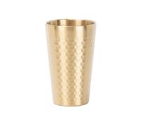 MagiDeal Mug Double Paroi Gobelet Acier Inoxydable Tasse Métal Texture Martelée Surface Facile à Nettoyer Confortable Adapté à Quotidienne Thé eau Maison Café, Gold, 450ML