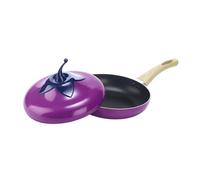 MagiDeal Pan à Frire antiadhésive Pankake avec Couvercle avec Une Longue Manche Induction compatibilité Cuisine en Aluminium fry poêle Ronde poêle, Aubergine