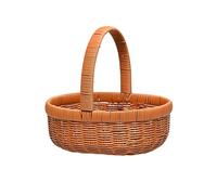 MagiDeal Panier à Fruits Ovale Tressé avec Anse Extensible, Multifonctionnel pour Mariages et Camping, Panier de Pique-nique Léger et Robuste En Polypropylène, Taille S