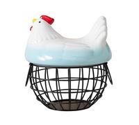 MagiDeal Panier à œufs En Forme de Poule, Porte-œufs de Comptoir Multifonctionnel avec Couvercle, Organisateur Décoratif de Table pour Pommes de Terre, œufs et, Bleu Noir