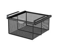 MagiDeal Panier de Rangement Coulissant sous étagère, Tiroir Suspendu sous Armoire, Organisateurs D'armoire Coulissants, Panier de Rangement en Treillis Métallique, 37x22x16cm, Noir XL