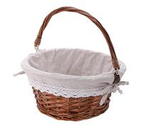 MagiDeal Panier de Rangement pour Pique-Nique en rotin tissé à la Main, Forme Circulaire, Robuste, pour Pâques, Accessoire avec Doublure en Lin, Size S Dark Brown