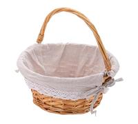 MagiDeal Panier de Rangement pour Pique-Nique en rotin tissé à la Main, Forme Circulaire, Robuste, pour Pâques, Accessoire avec Doublure en Lin, Size L Light Brown