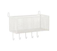 MagiDeal Panier de rangement suspendu de chevet pour téléphone, livre, boisson, mouchoirs, étagère de côté portable, support organisateur suspendu pour lit et, Blanc, L with Hooks