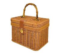 MagiDeal Panier de rangement tissé à la main, vintage, idéal pour les, les fêtes, les pique-niques et les séjours en dortoir. À poser sur une, Marron 23.5 X 16 X 16 Cm