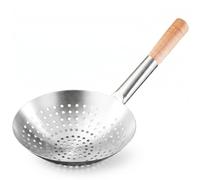MagiDeal Passoire en Acier Inoxydable Écumoire Ustensile de Cuisine Louche avec Poignée en Bois Construction Solide Adaptée à la Cuisson Filtrage de Soupe Pâtes Dumplings, 32 Cm