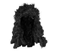 MagiDeal Perruque de capitaine pirate, longue perruque noire ondulée et bouclée, résistante, pour Halloween, rock, cosplay, fête, photographie