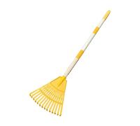MagiDeal Petit râteau à feuilles, outil de jardinage avec manche en bois, râteau amovible en acier à 3 sections pour enfants, pour parterres de fleurs, Jaune