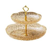 MagiDeal Plaque de Fruit Platters Snack Affiche Plateau Plateau de Dessert Moderne Plateau de Dessert de gâteau pour Anniversaire Home Wedding Fruits Snack, Or, 2 Niveaux
