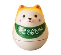 MagiDeal Porcelain Dog Shiba inu Daruma Tobbler Craft Cartoon Accessor Decorative Accessor Mignon Decoration de Table Cadeau ménage, Jaune Vert