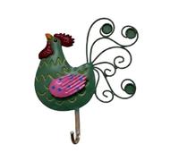 MagiDeal Porte-clés Coq Mural Métal Support Rangement Décoration Silhouette Ajourée Peinte avec Points et Vagues Queue Spiralée Trois Disques Décoratifs Adapté à Couloir, Vert