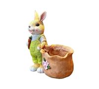 MagiDeal Pot de Fleurs Lapin, Décoration Créative pour La Maison, Cadeau de Pâques, Petit Pot en Résine pour Balcon, Jardin Ou Terrasse, Lapin Jaune