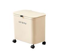 MagiDeal Poubelle avec poulie de tri Poubelle de rangement étroite pour la maison avec couvercle Poubelle à double poubelle Poubelle pour la cuisine, beige, 1 couche