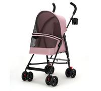 MagiDeal Poussette pour Animaux Chariot Pliant Transporteur Vision Large Maille Aérée Cadre Solide Stabilité Confort Déplacements Silencieux Adaptée aux, Array, Rose, S01 Petit Modèle