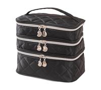 MagiDeal Sac de rangement cosmétique Femmes 3 étages légers avec une manche de Organisateur cosmétique pour les bouteilles de bouteilles pleine grandeur, Fermeture éclair En Argent