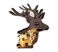 MagiDeal Sculpture Animale 3D Cerf sculpté avec lumières Art Sculpture Artisanale en Bois Multicouche Sculpture Animale en Bois Statue Animale en Bois